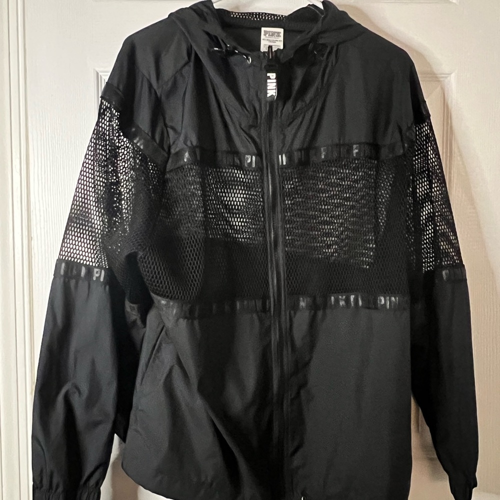 PINK mesh windbreaker black